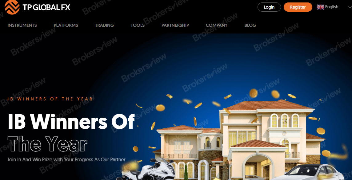 The screenshot of TP Global FX's website