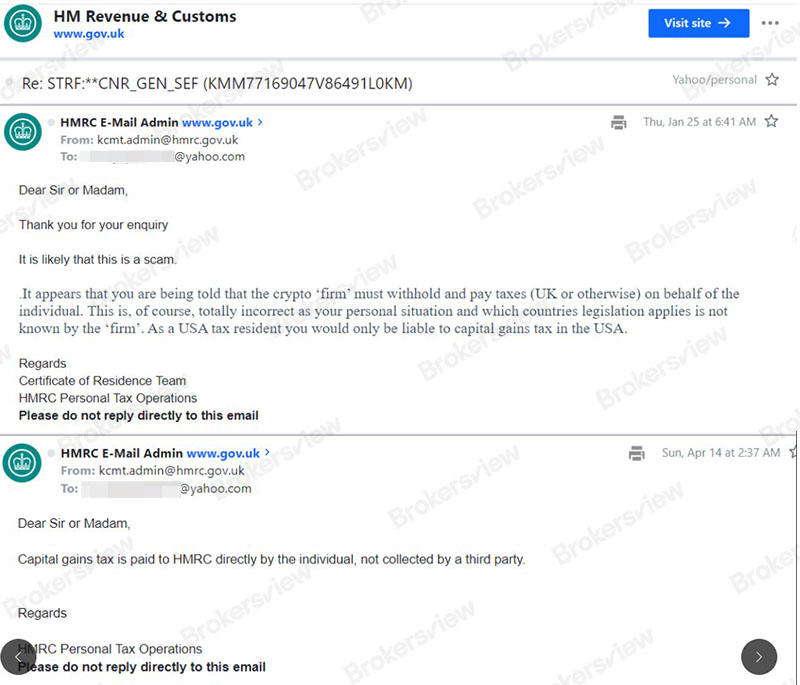 HMRC's email response to client
