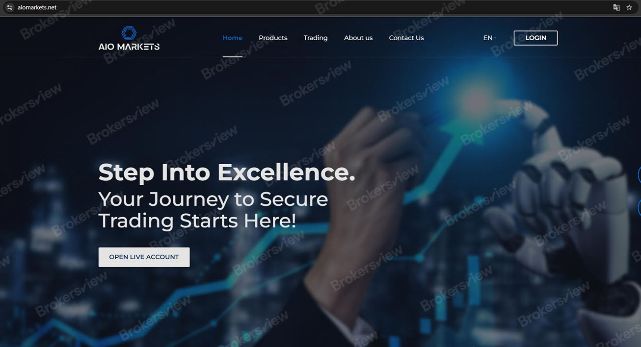 Tangkapan layar situs web AIO Markets