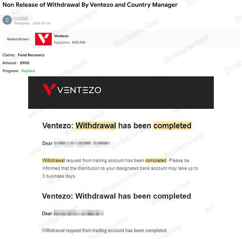 The complaint submitted by the user