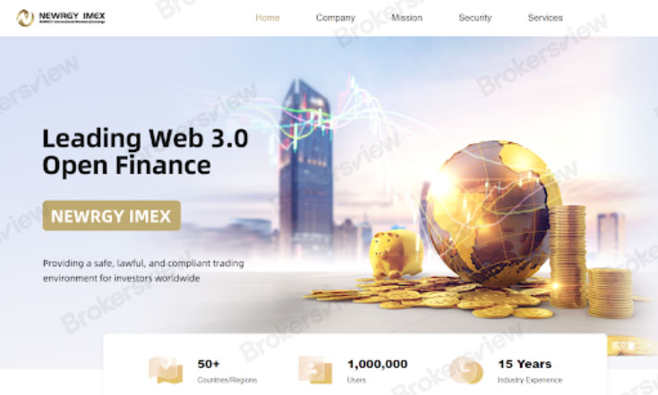 The screenshot of NEWRGY IMEX's website