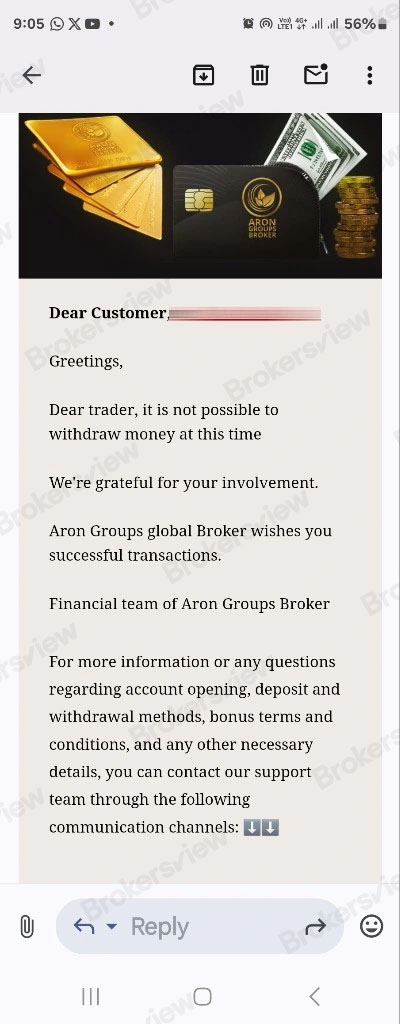 Aron Market refused Ali's withdraw request