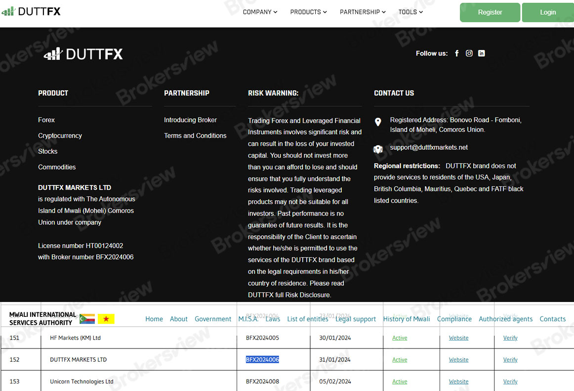 DUTTFX在MISA的注册表上