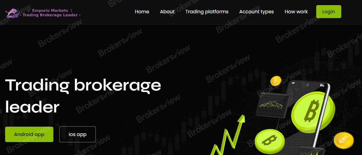 The screenshot of Emporio Markets' website