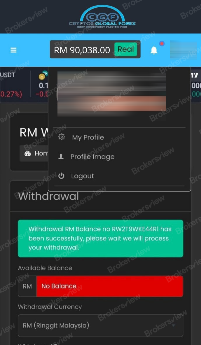 Tangkapan layar 'akun trading'