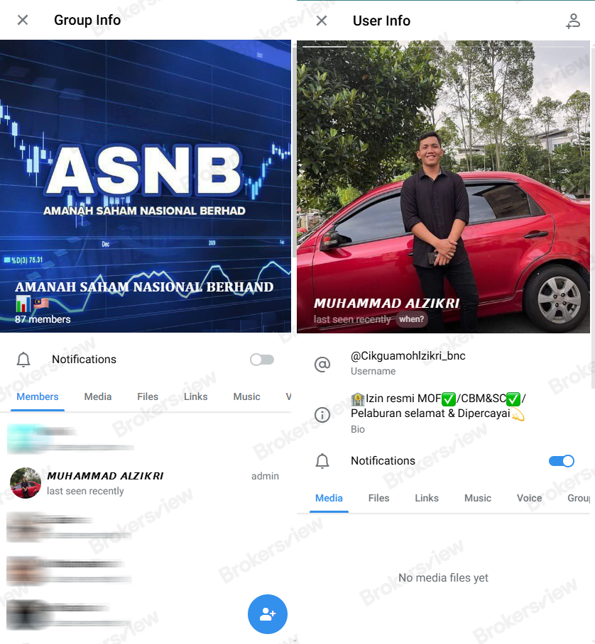 Informasi grup dan admin