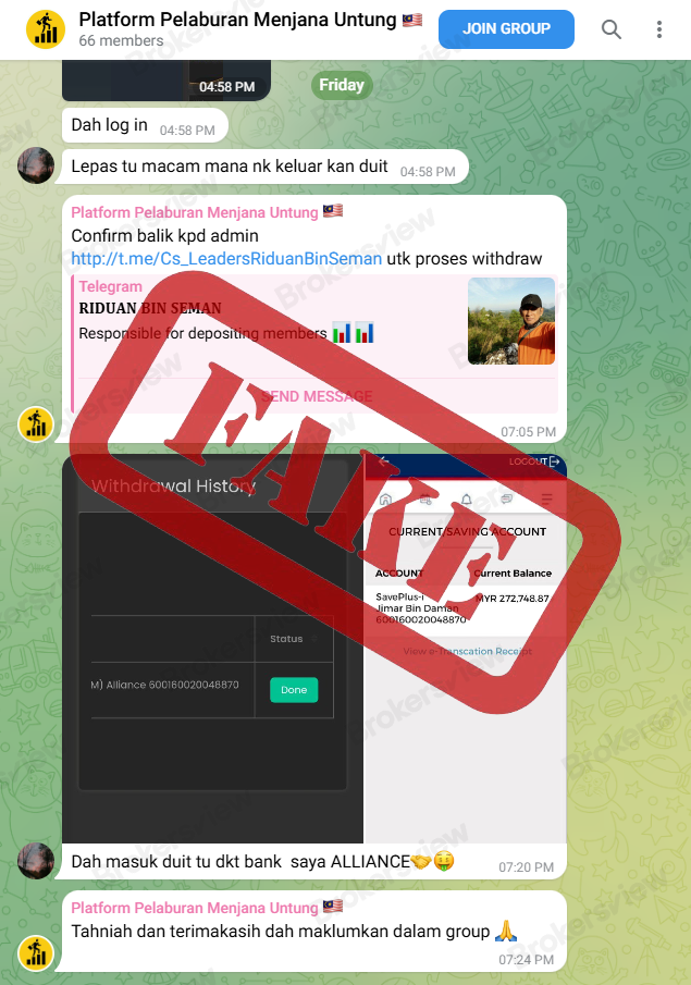 Scammer pretended to be other an investor who was eager to join the investment scheme