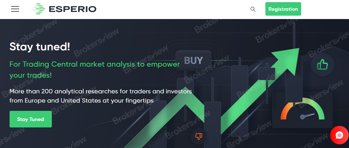 The screenshot of Esperio's website