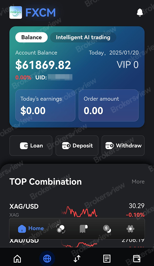 the victim's account details on the fake FXCM website