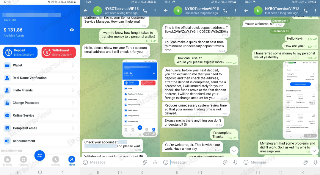 Telegram support of NYBOT Global did not give any resolution