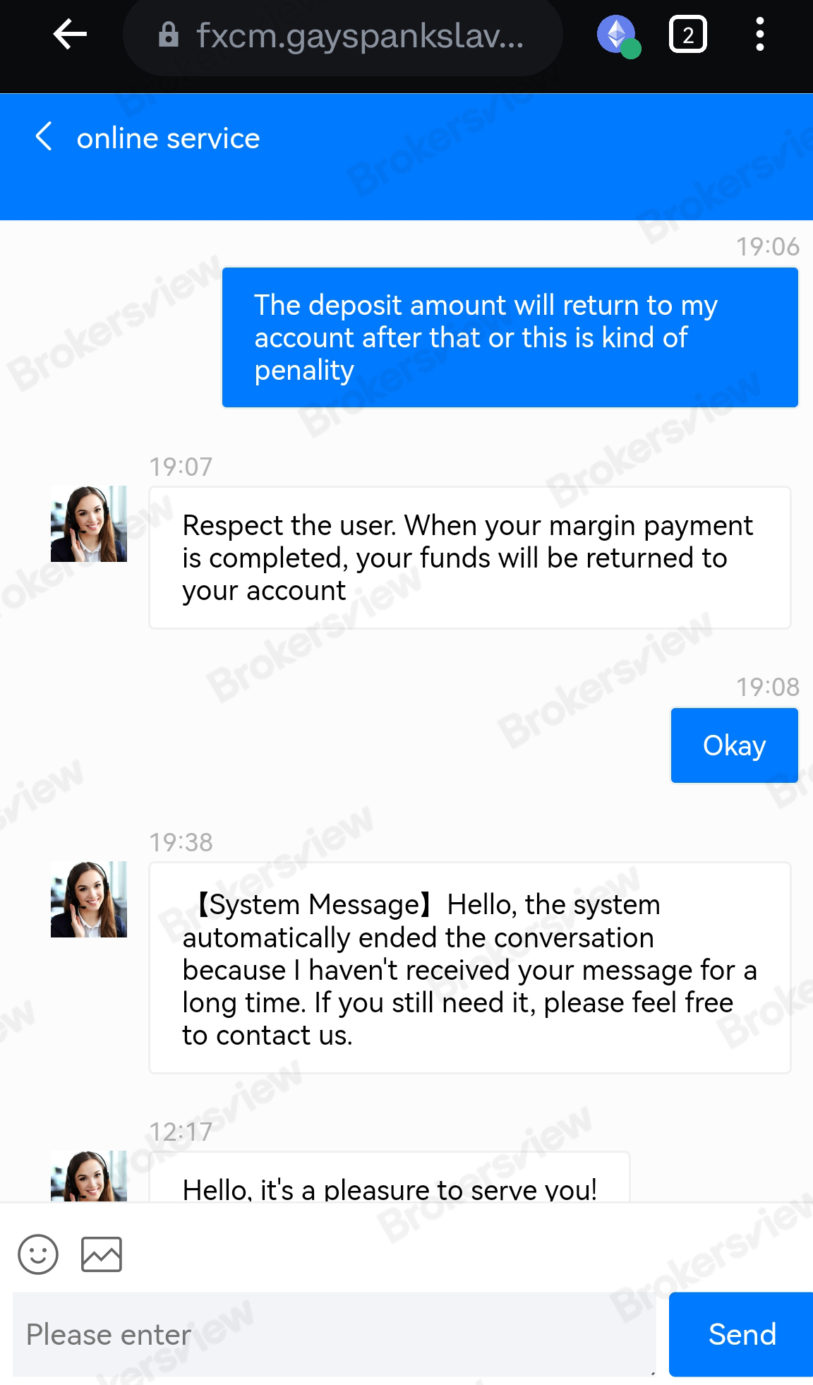 fake FXCM promised a future refund of the margin paid by client