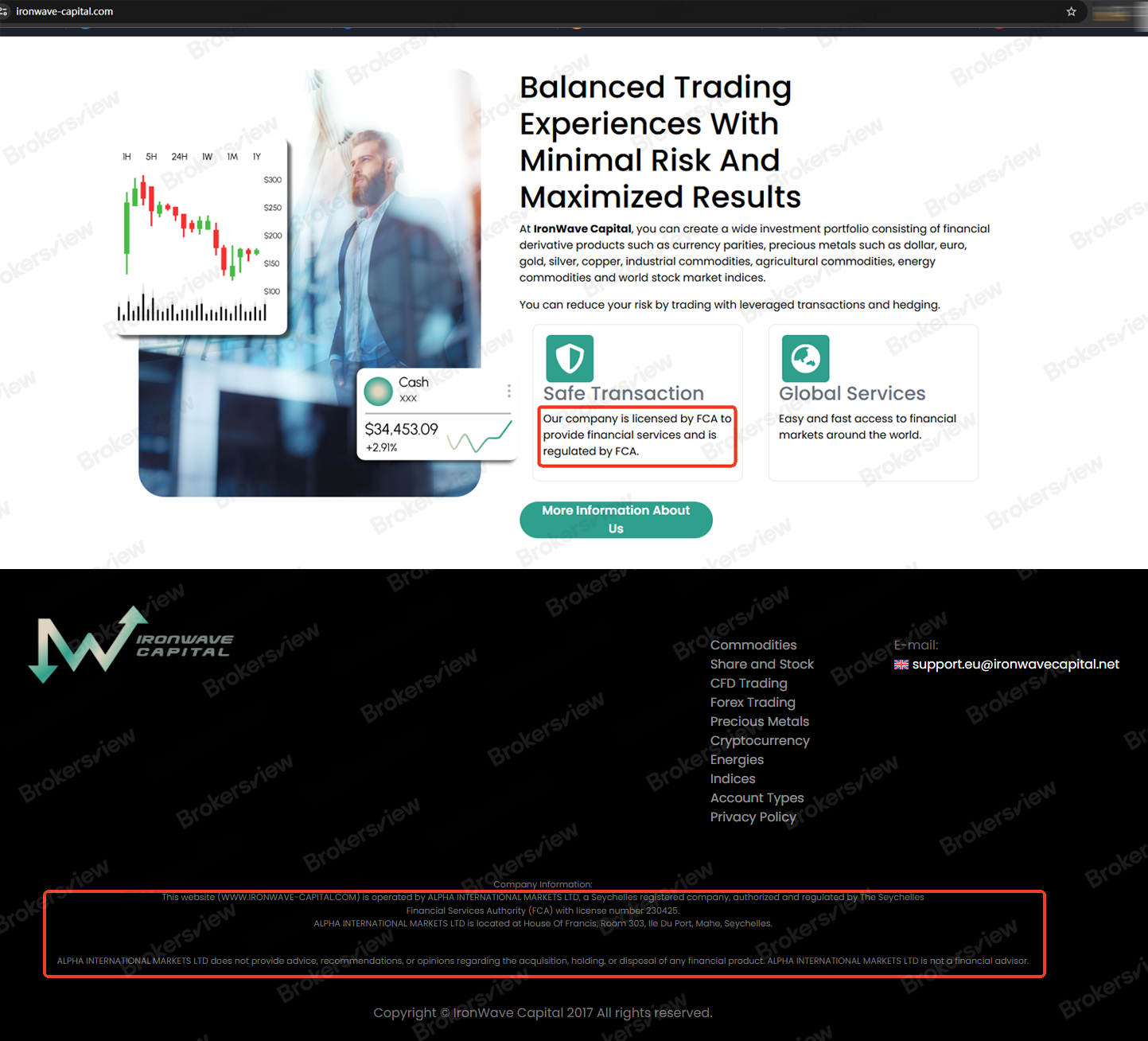 Ironwave Capital claims to be regulated by the Seychelles FSA and FCA