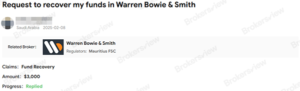 client complaint against Warren Bowie & Smith