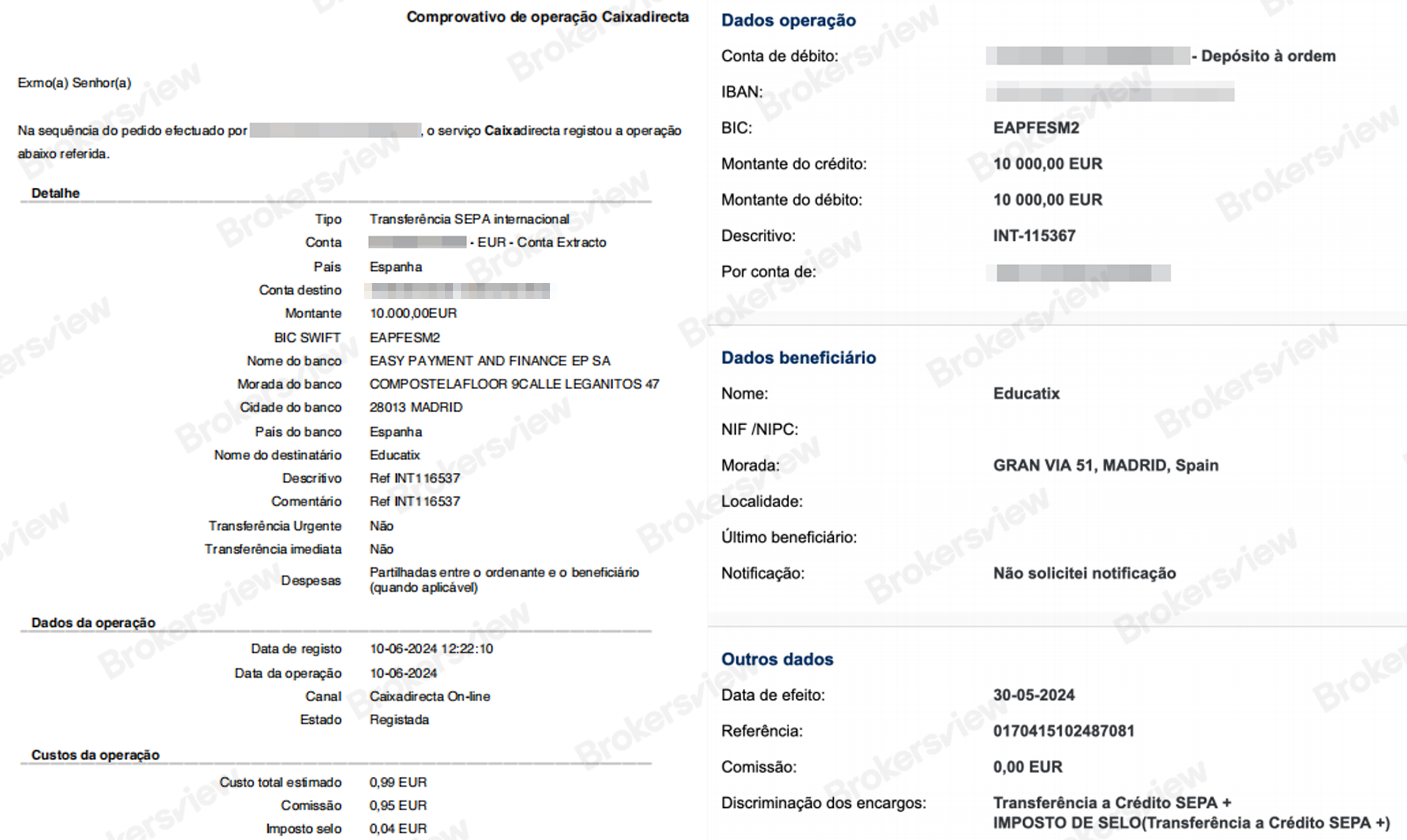 the victim's transfers to PSI Markets (part)