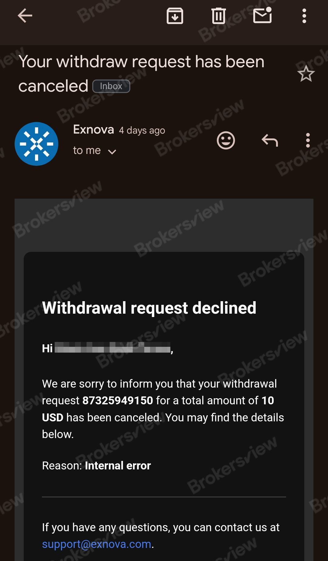 การถอนเงิน $10 ของลูกค้า Exnova ถูกปฏิเสธ