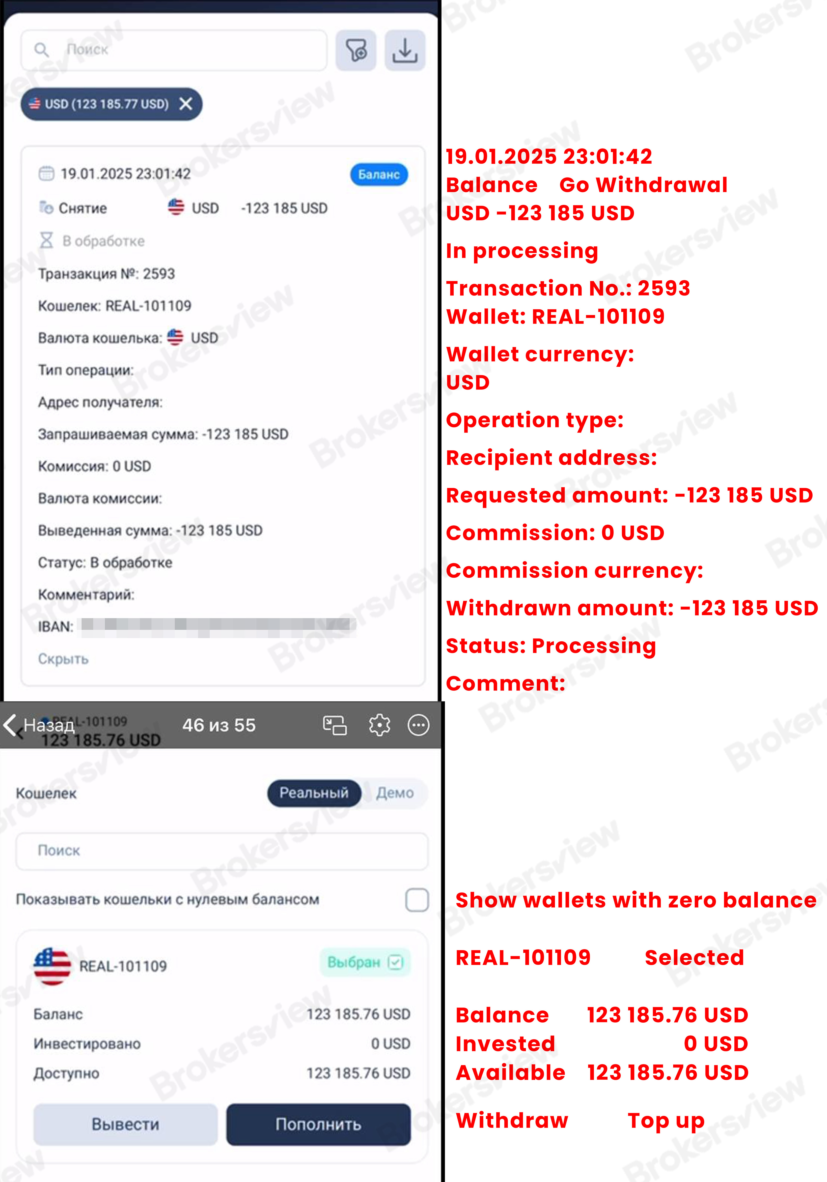 投诉者在Surgirux平台上的提款页面
