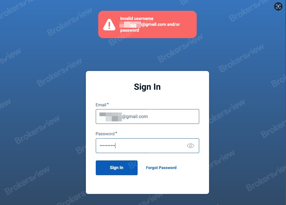 The login page indicates that the user is using an invalid username andor password