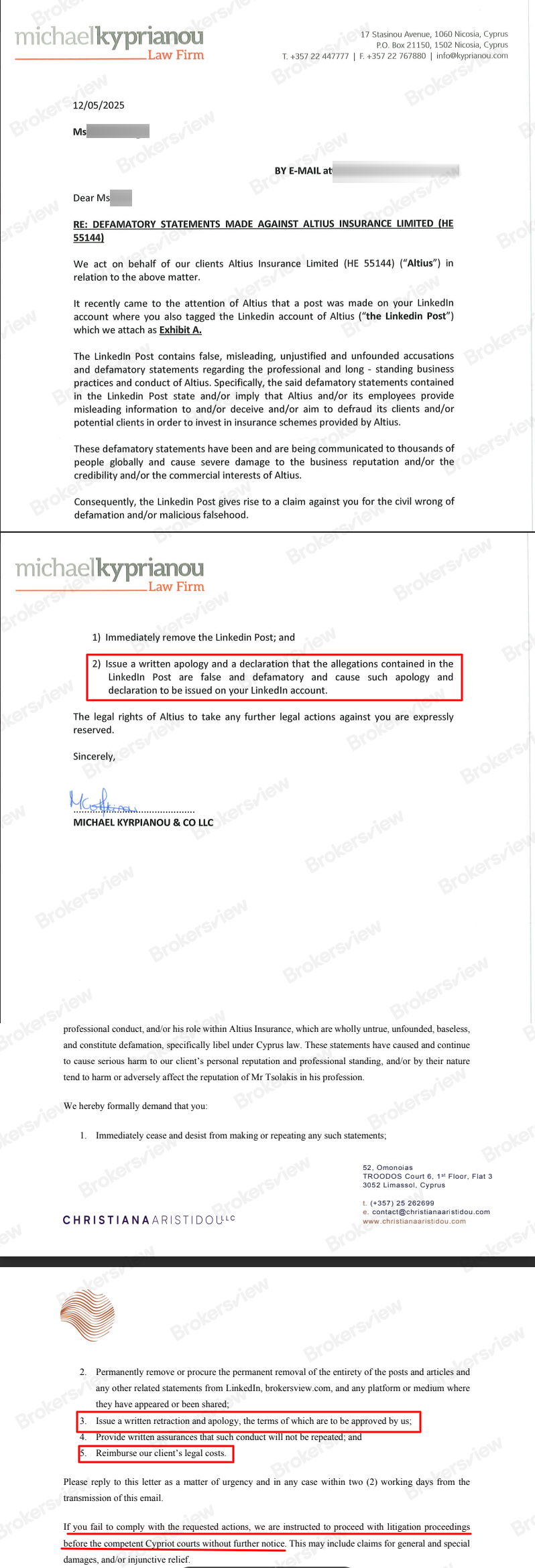 Altius requires a public apology