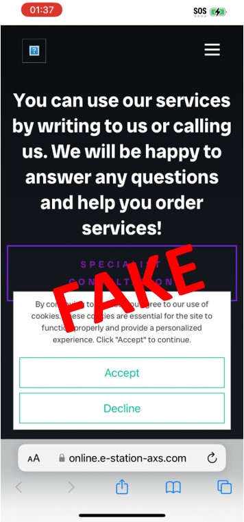 Phishing scams involving fake ACS websitee