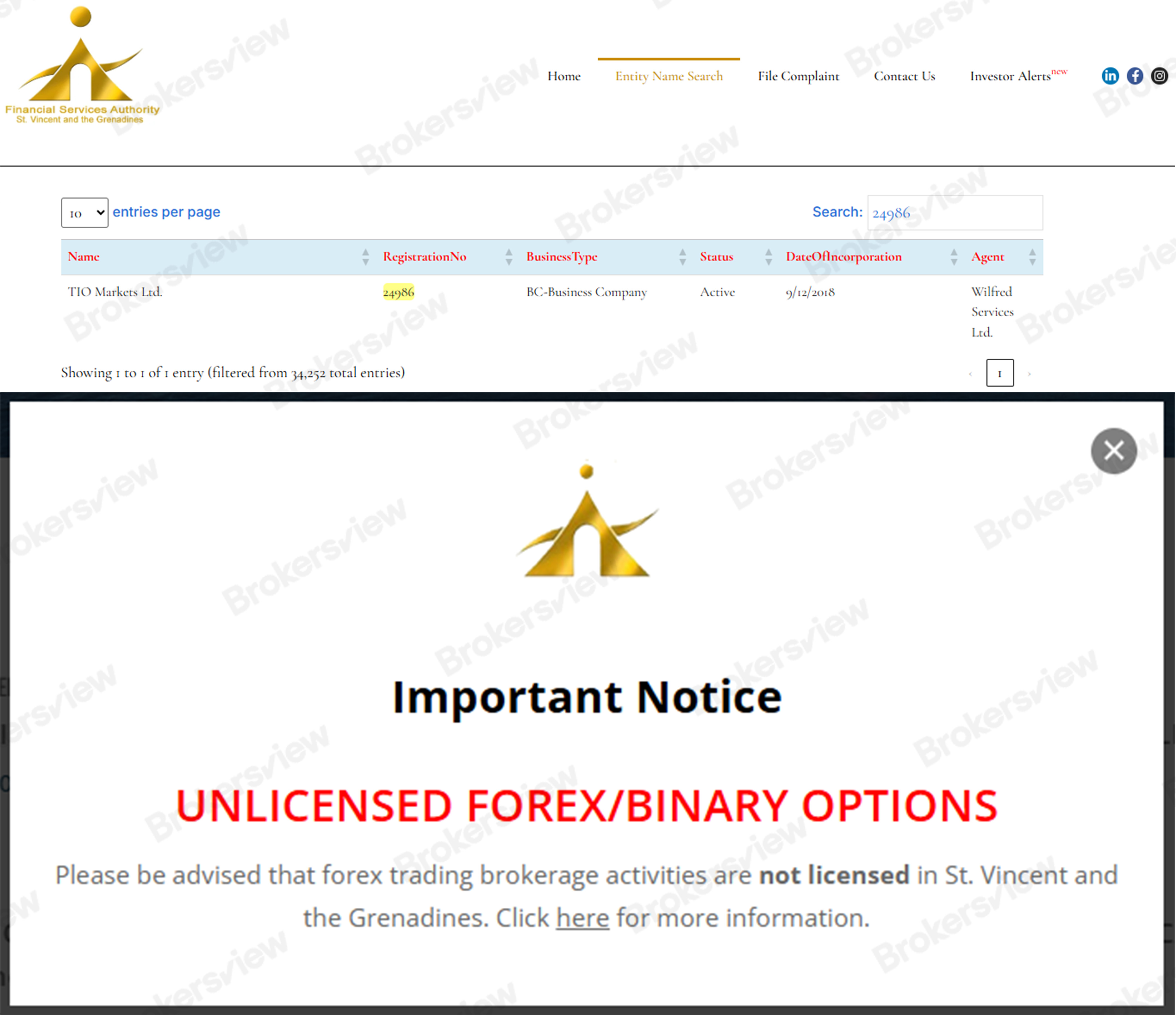 TIOmarkets is registered with SVG FSA which does not regulate forex