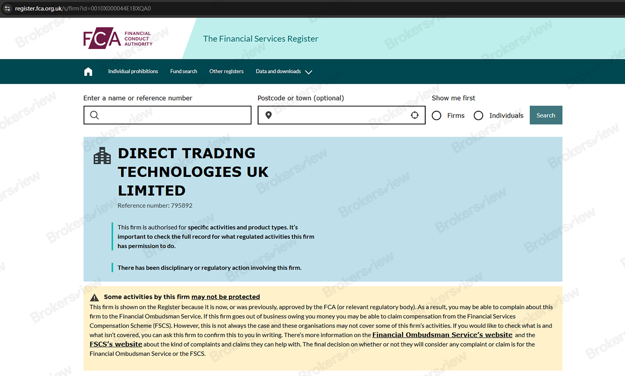 Direct Trading Technologies's regulatory detail in the FCA registry