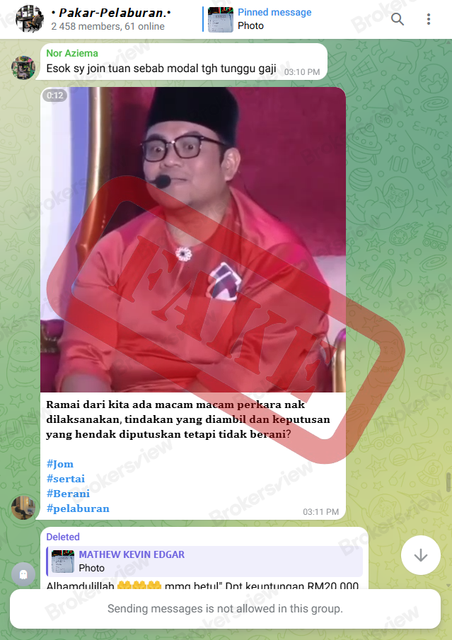 Scammers pretended to be other investors in the group.