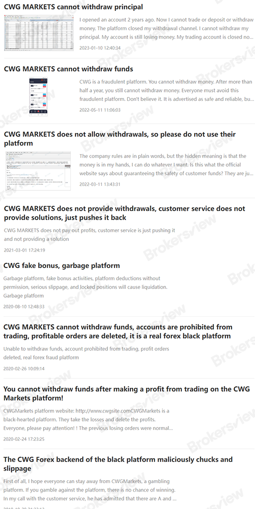 Several investors in the trading community complained about the withdrawal problems of CWG Markets.