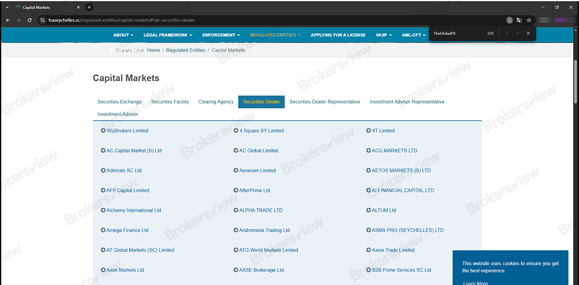Seychelles FSA does not regulate TheGlobalFx