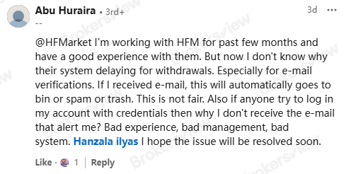 Another client notes that emails from the broker often go to Spam automatically