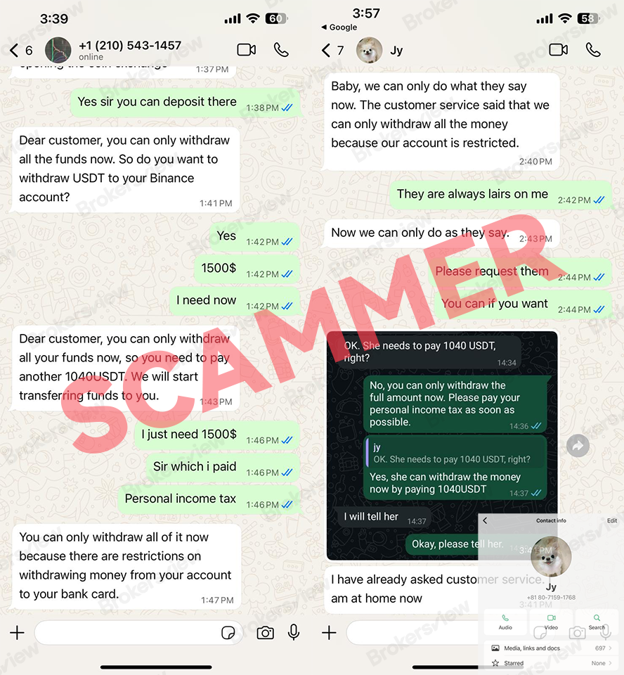 The fraudulent platform and the man both urged victim to pay 'tax'