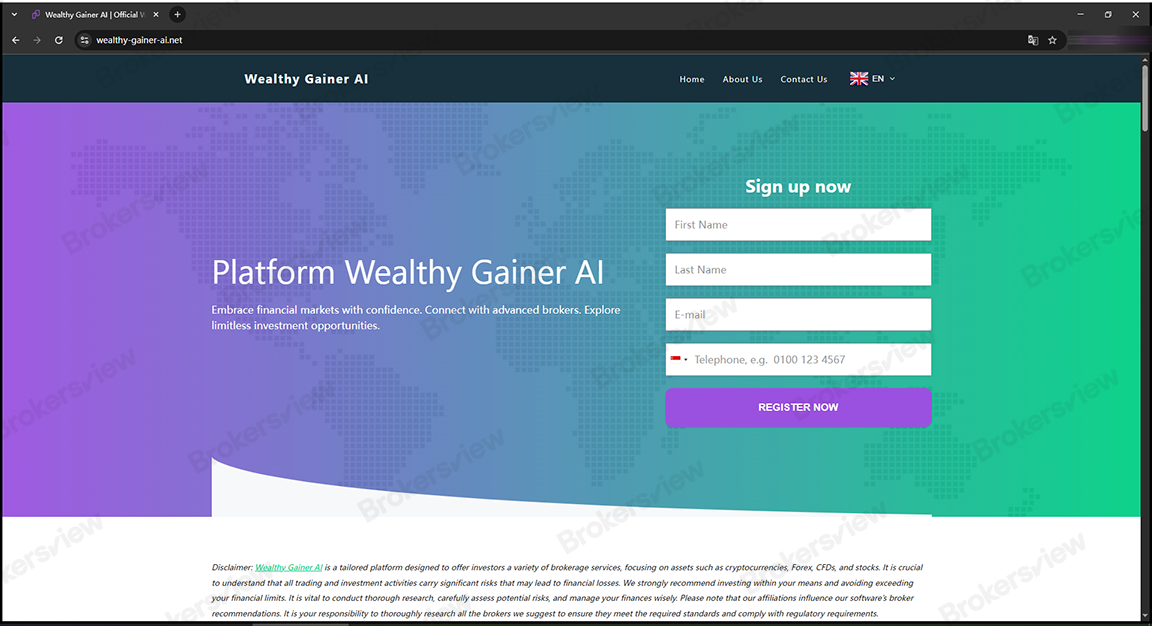Example of the web design employed by these unlicensed brokers