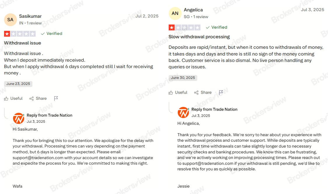 Klien melaporkan penundaan penarikan di Trader Nation