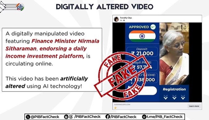The illegal trading platform QuantumAl has employed deepfakes to impersonate Indian Finance Minister Nirmala Sitharaman to promote.