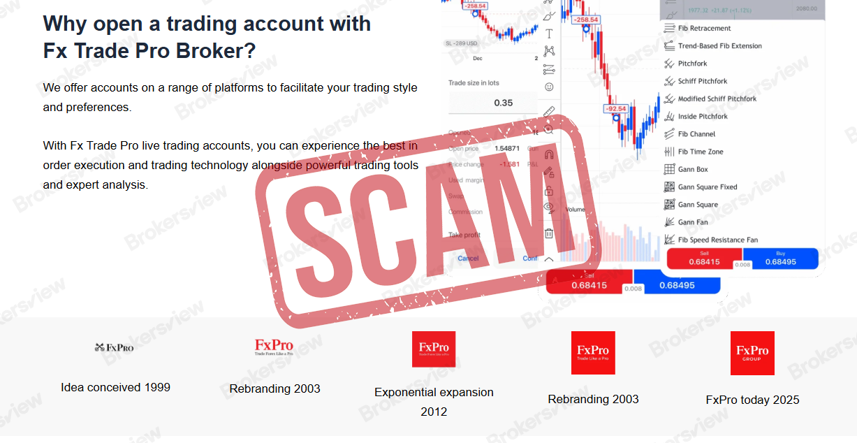 وسيط Fx Trade Pro يسيء استخدام شعار FXPro