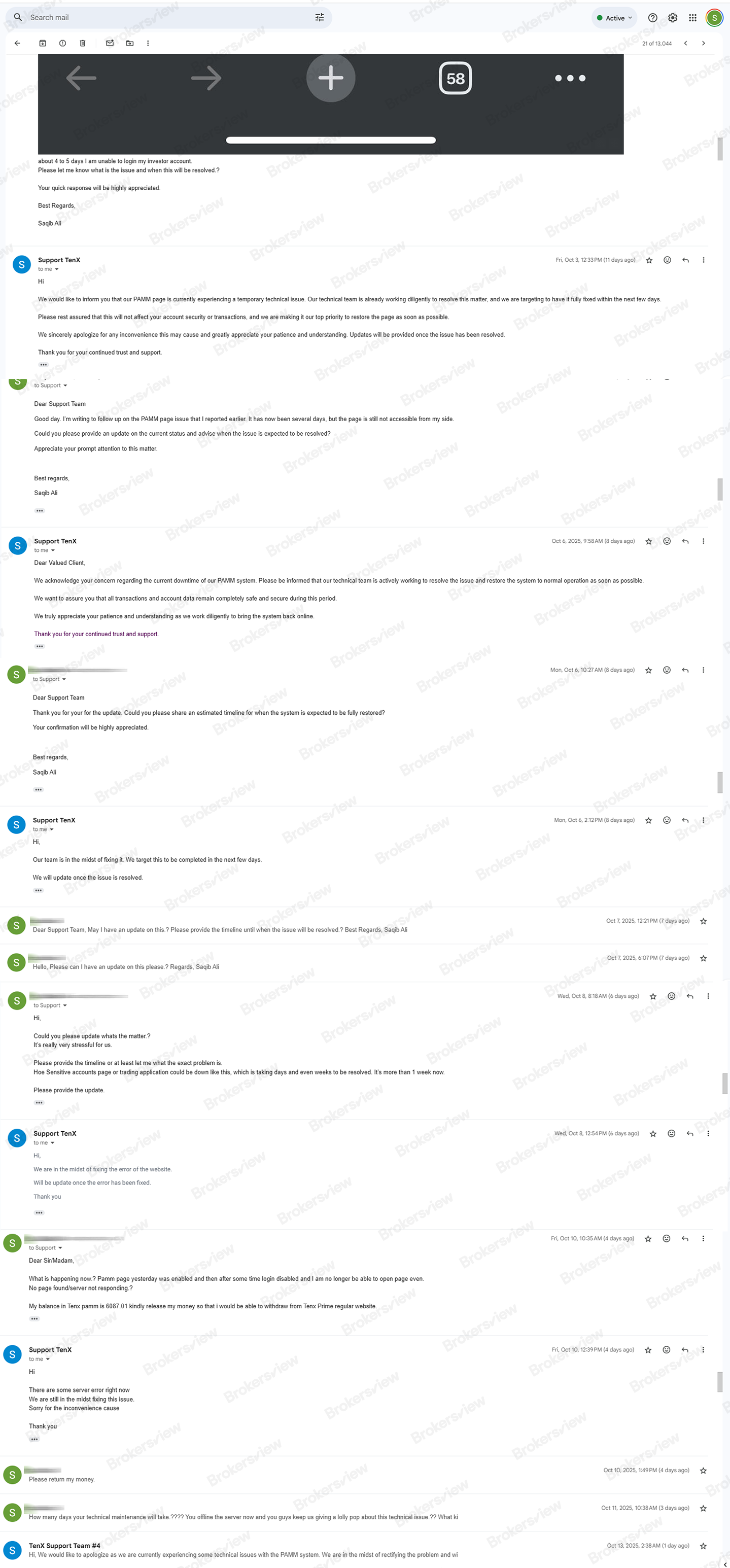 The client Ali required TenX Prime to fix its system and return his money