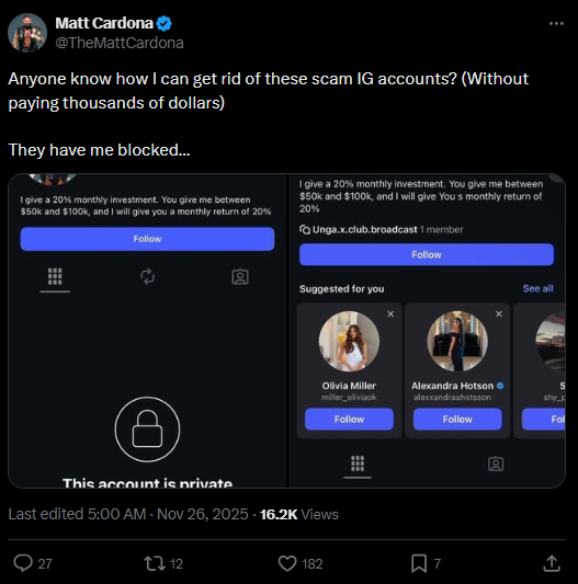 X post by Matt Cardona