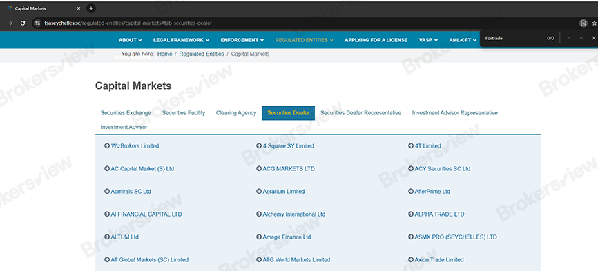 Fake Fortrade it not regulated in the Seychelles