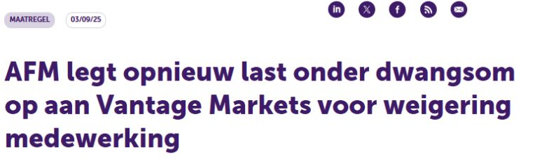 Judul pengumuman AFM tentang Vantage tertanggal 3 September 2025
