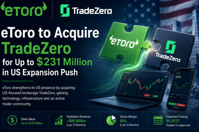 eToro, 미국 시장 확장 전략의 일환으로 TradeZero를 최대 2억 3100만 달러에 인수 예정