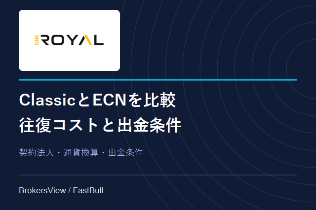 OneRoyalの評判を検証：ClassicとECNのコスト、契約法人、出金条件