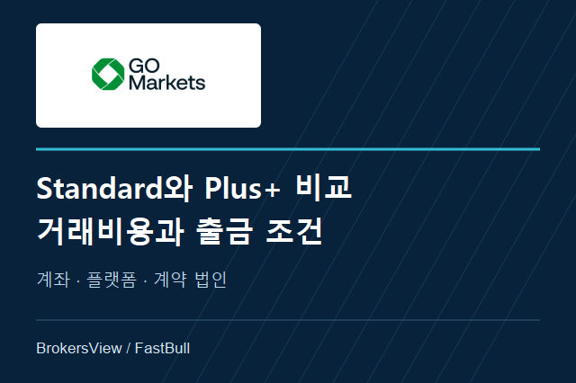 GO Markets 리뷰: Standard·GO Plus+ 비용과 출금 조건