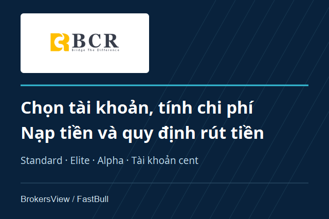Đánh giá BCR: chọn Standard, Elite hay Alpha và rút tiền thế nào?