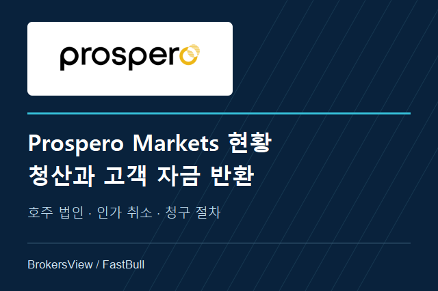 Prospero Markets 후기: 호주 법인 청산과 출금·환급 현황